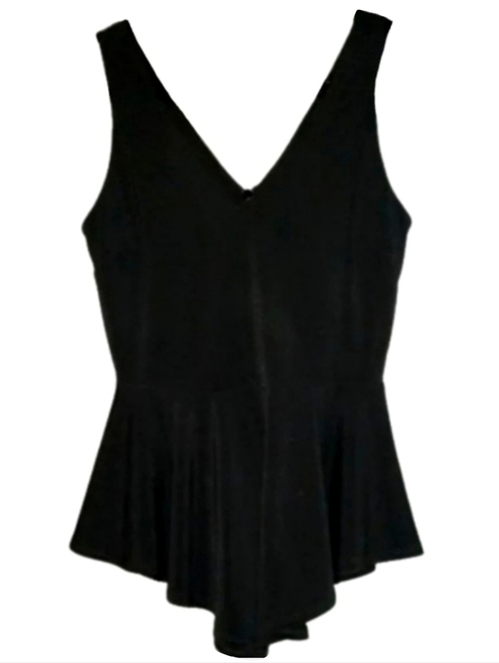 Black Peplum Hourglass Blouse V Neck Top Fitted Waist Fit & Flare Fitted Y2K S M